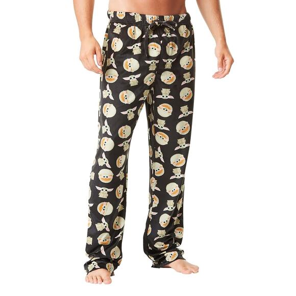 STAR WARS Crazy Lounge Baby Yoda Fleece Pajama Pants Drawstring Pull On Mens XL - Picture 1 of 8